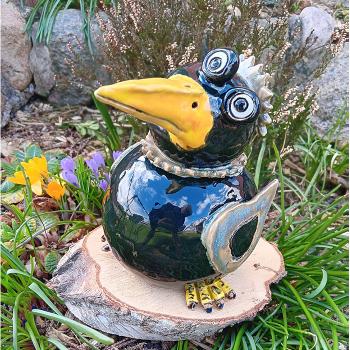 Preview: großer dicker Rabe - Gartendekoration - frostfest